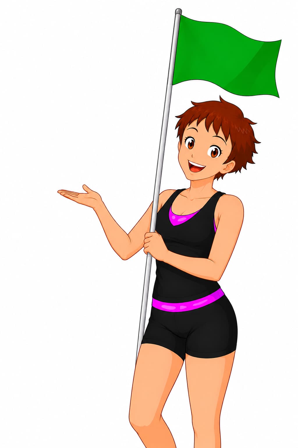 Your Pole Pal holding green flag Your Pole Pal holding green flag