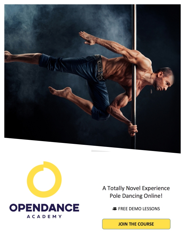 Ad for OpenDance Men's Pole Dancing Course