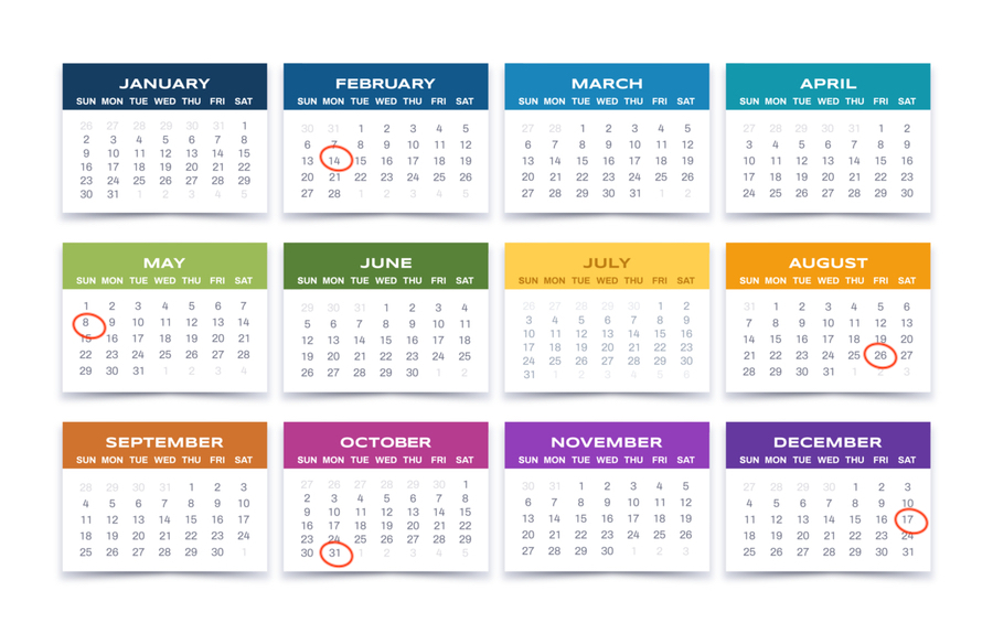 Twelve month calendar
