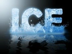 frozen letters spelling Ice