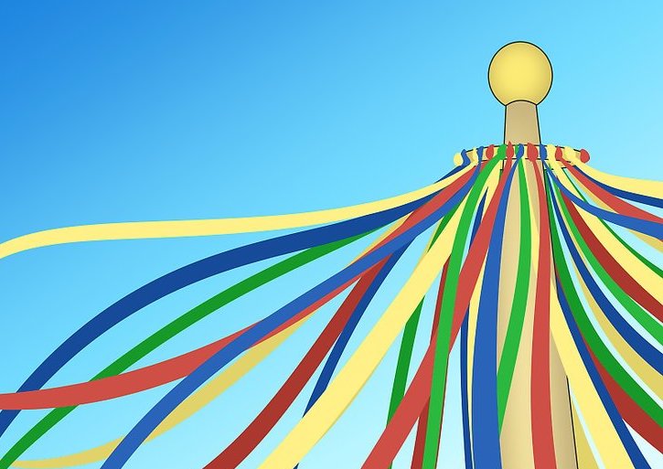 Maypole with ribbons