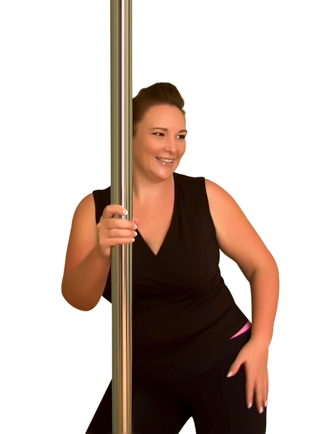 pole dancer practicing transitions