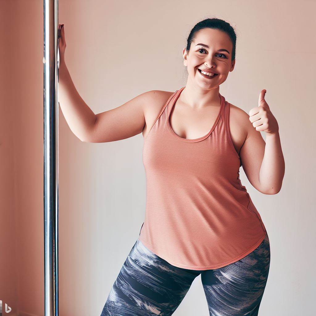 beginner pole dancer giving thumbs up